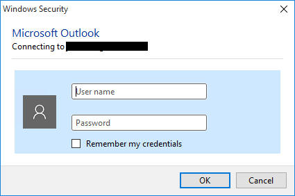 Outlook 2016 Authentication Prompt